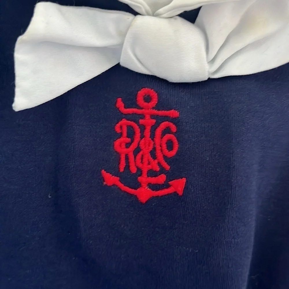 Vintage Ralph Lauren One Piece Nautical Onesie Bow Tie Embroidered RL Logo 9 mos